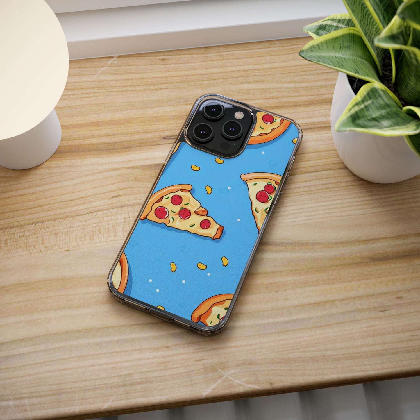 Clear iPhone Case – Funny Pizza Slice Design | Slim, Durable & Wireless Charging Ready